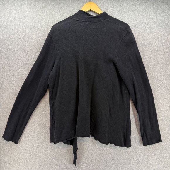 Fenini Womens Size Large Black Asymmetrical Design Wrape Sweater Button Detail - Picture 11 of 16